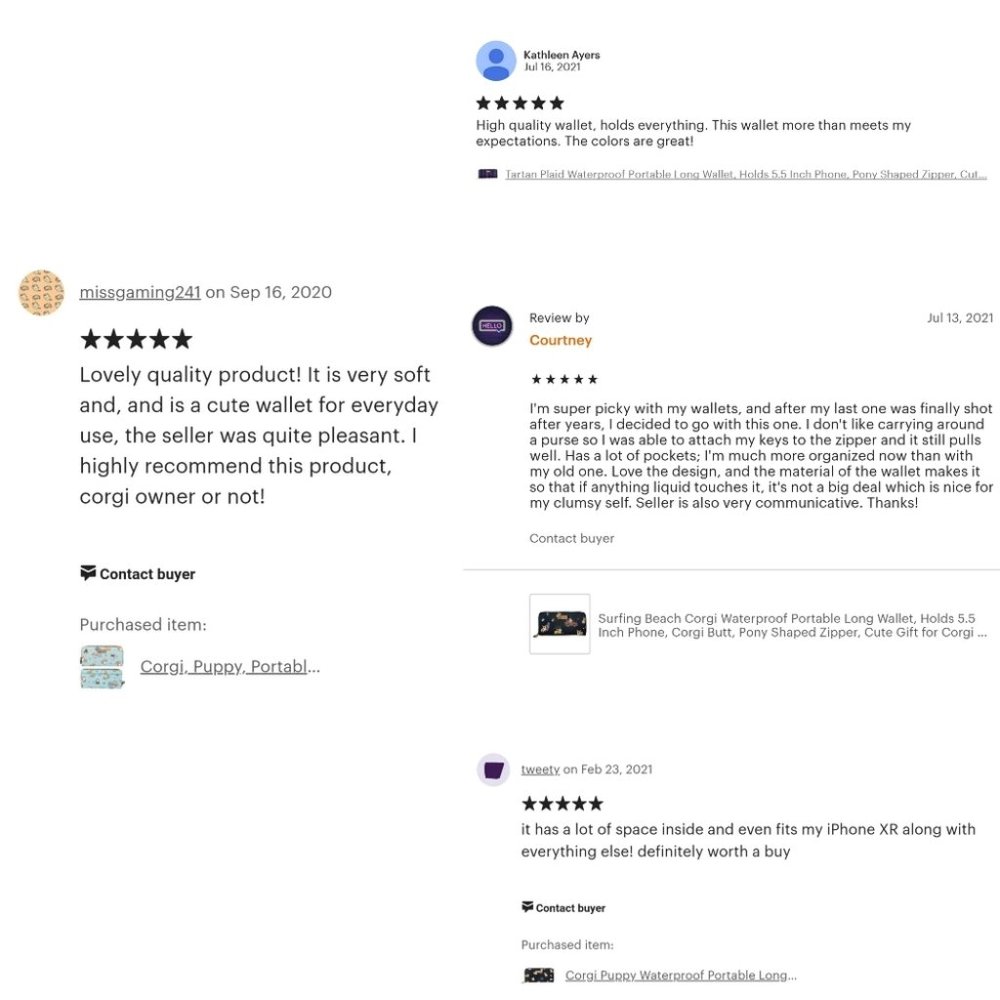 Waterproof Tricolor Corgi Long Wallet Fits Phone & Bills - Picture 10 of 14